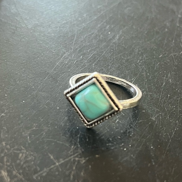Jewelry - Turquoise Square Stone Silver Ring